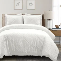 Diamond Clip Jacquard Duvet Cover 3 Piece Set