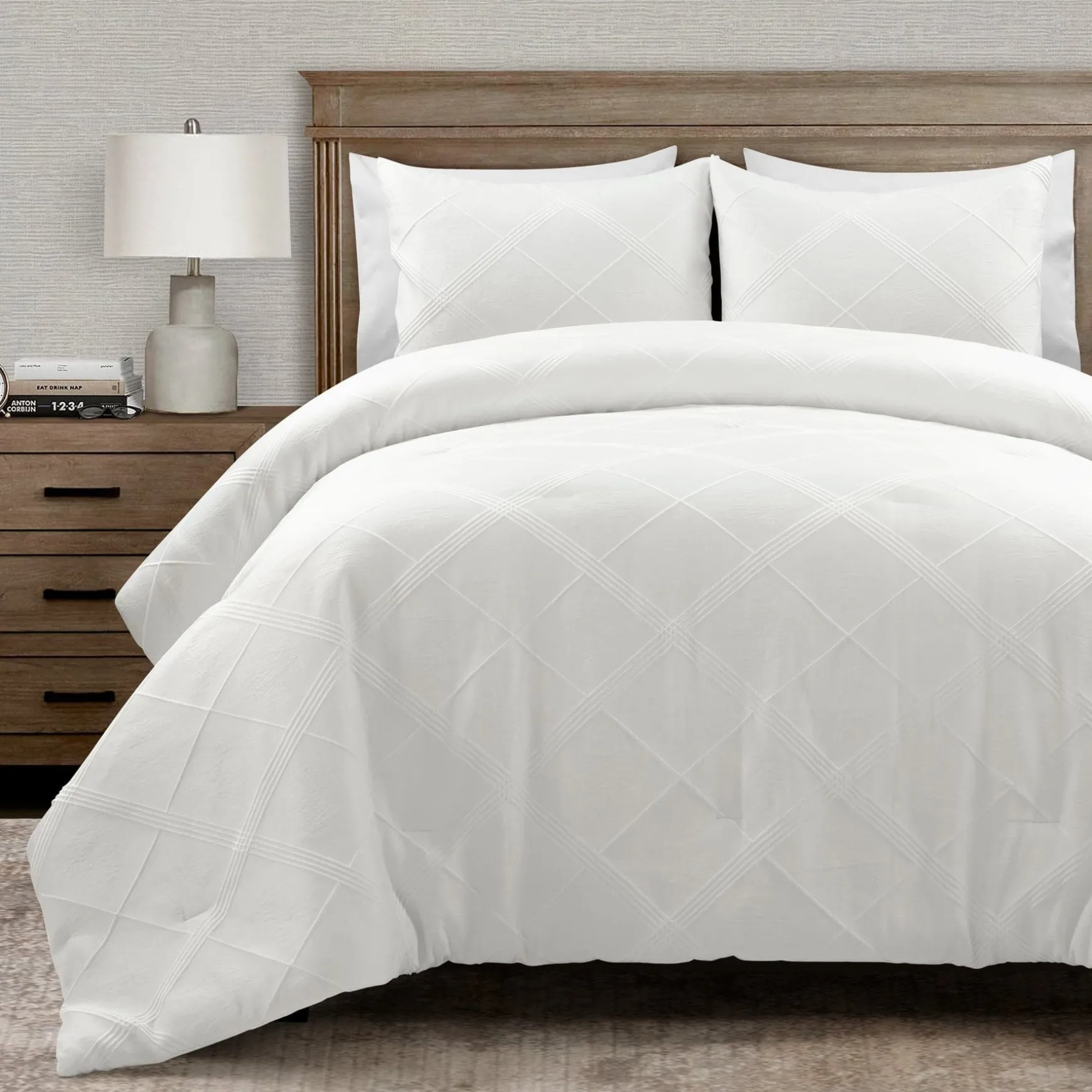 Diamond Geo Jacquard 3 Piece Comforter Set