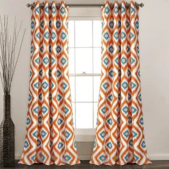 Diamond Ikat Light Filtering Window Curtain Set