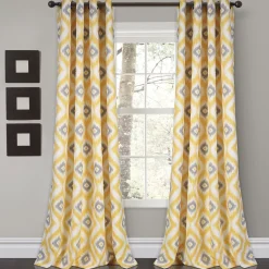 Diamond Ikat Light Filtering Window Curtain Set