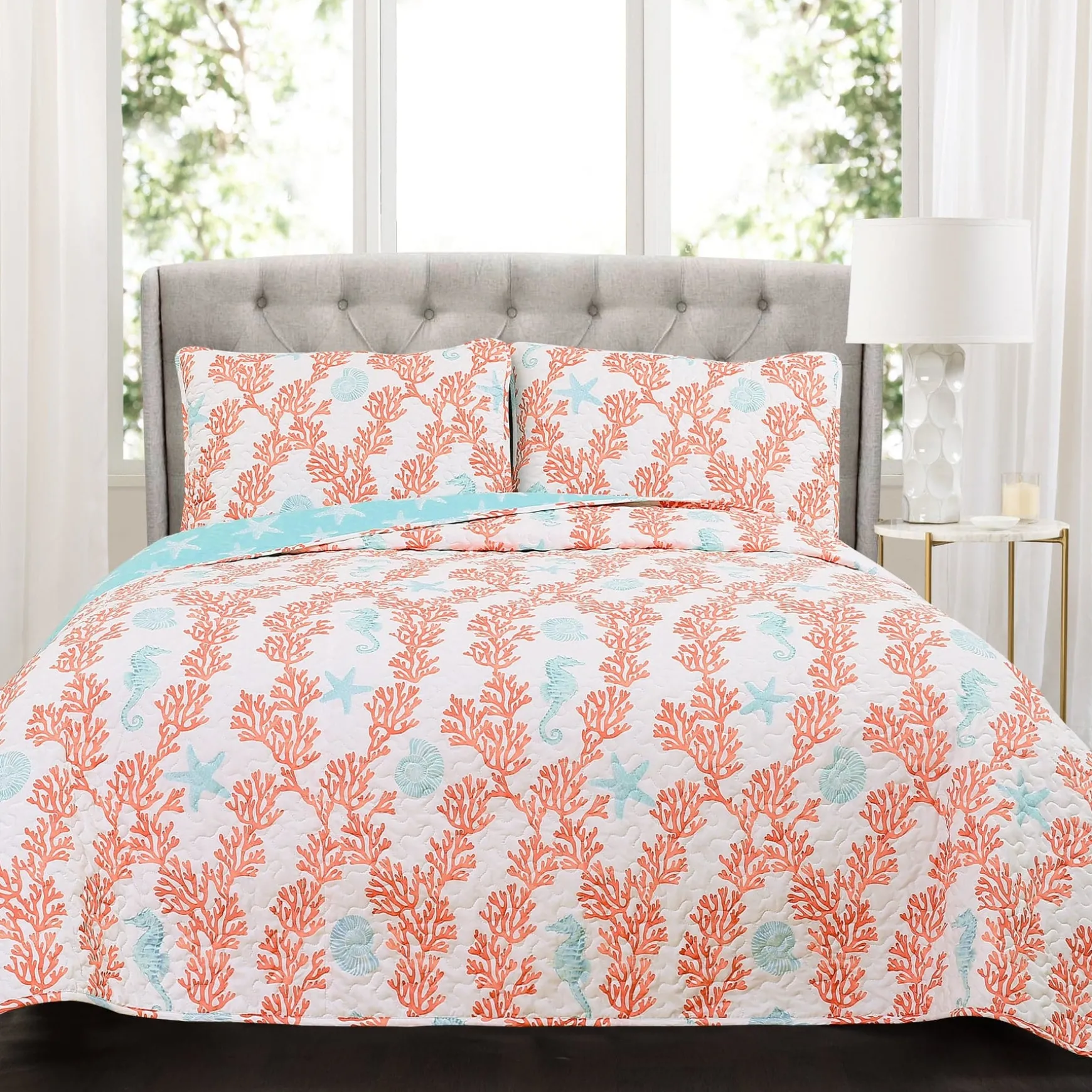 Dina Coral Quilt 3 Piece Set