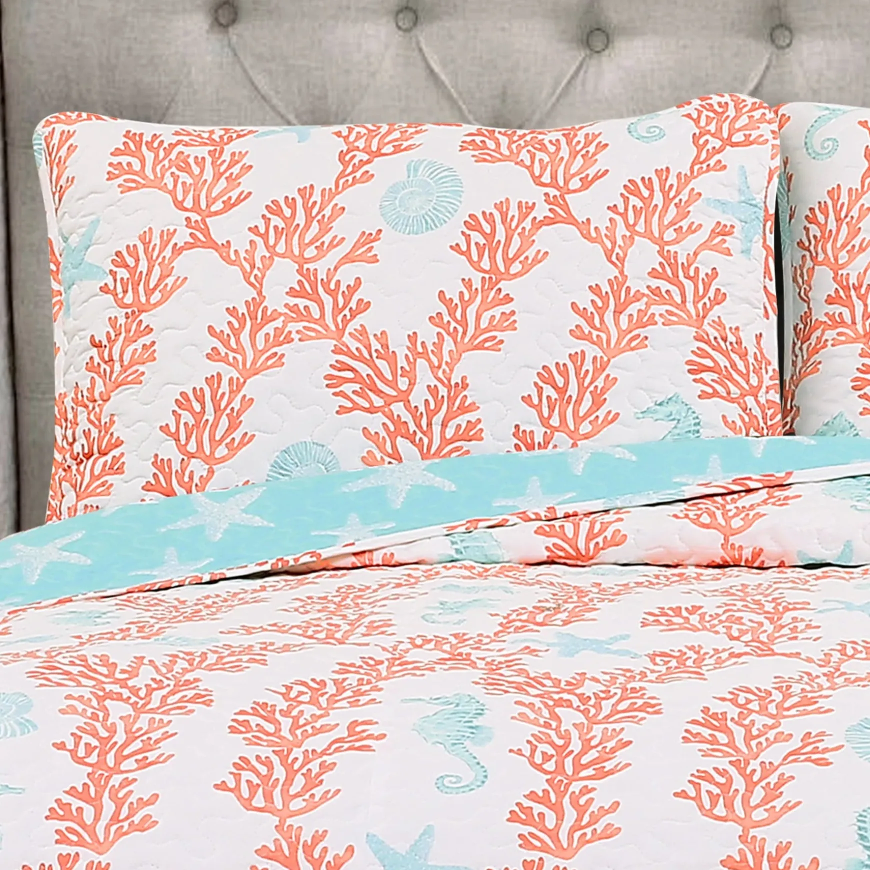 Dina Coral Quilt 3 Piece Set