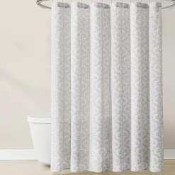 Doreen Delicate Floral Linen Textured Shower Curtain
