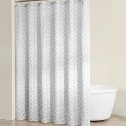 Doreen Delicate Floral Linen Textured Shower Curtain