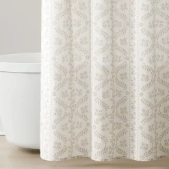 Doreen Delicate Floral Linen Textured Shower Curtain