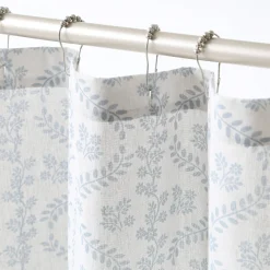 Doreen Delicate Floral Linen Textured Shower Curtain