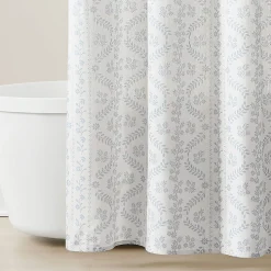 Doreen Delicate Floral Linen Textured Shower Curtain