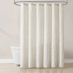 Doreen Delicate Floral Linen Textured Shower Curtain
