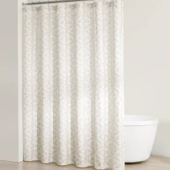 Doreen Delicate Floral Linen Textured Shower Curtain