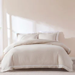 Doris Eyelet Inset Trim Cotton Duvet Cover Set