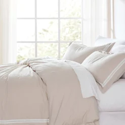 Doris Eyelet Inset Trim Cotton Duvet Cover Set