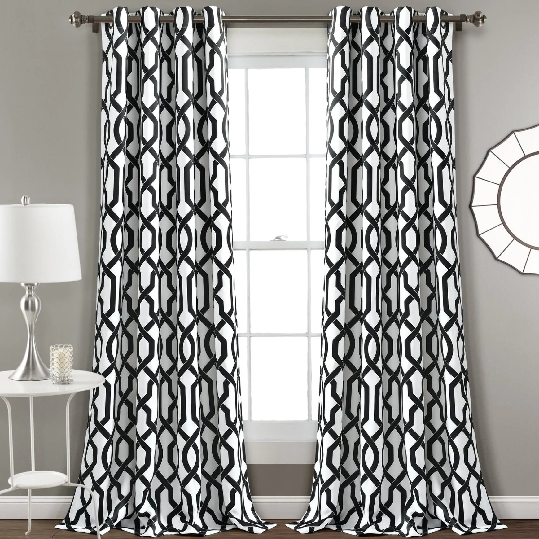 Edward Trellis Light Filtering Window Curtain Panel Set