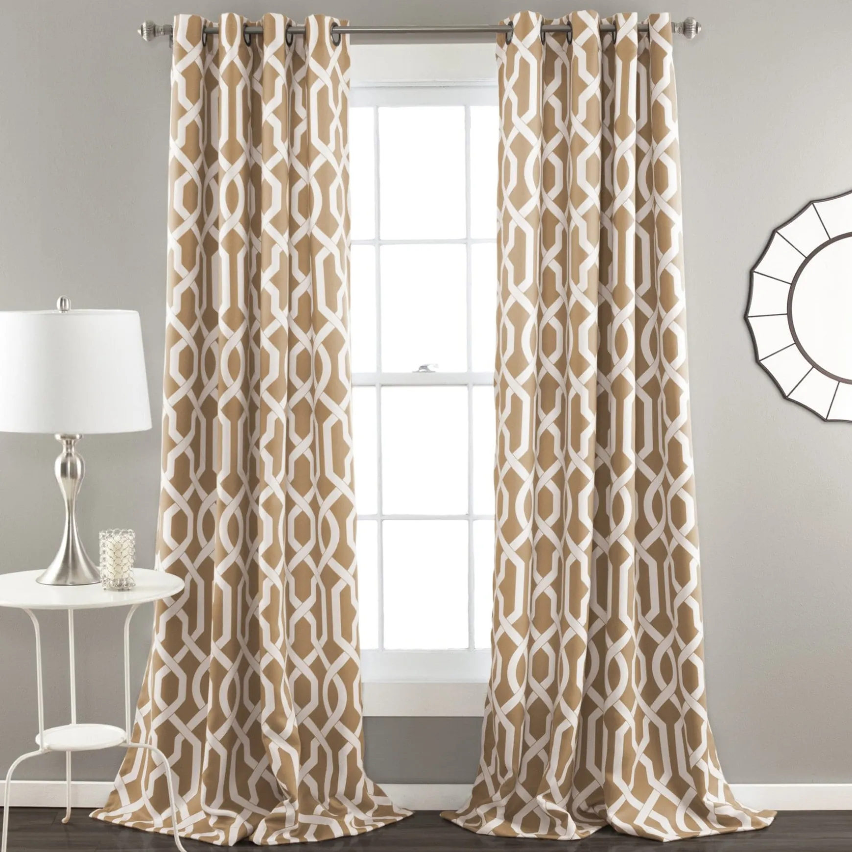 Edward Trellis Light Filtering Window Curtain Panel Set