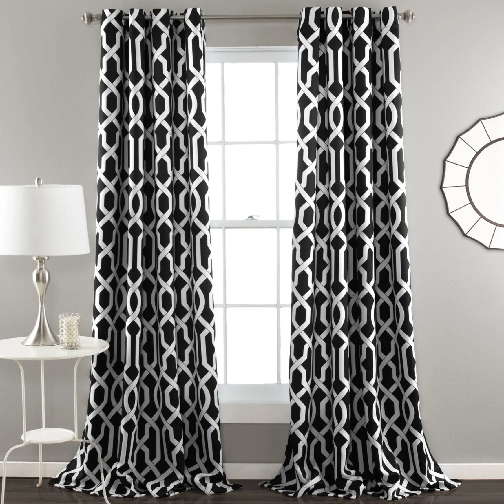 Edward Trellis Light Filtering Window Curtain Panel Set
