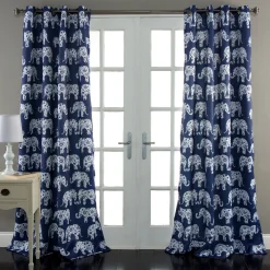 Elephant Parade Light Filtering Window Curtains Set