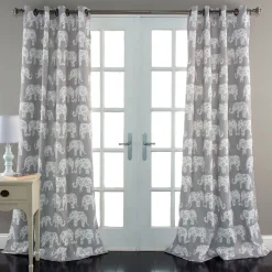 Elephant Parade Light Filtering Window Curtains Set