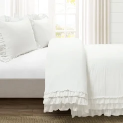 Ella Ruffle Lace 100% Cotton Duvet Cover 3 Piece Set