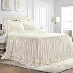 Ella Ruffle Lace 3 Piece Bedspread Set
