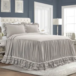 Ella Ruffle Lace 3 Piece Bedspread Set