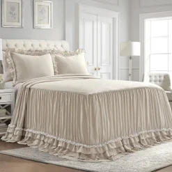 Ella Ruffle Lace 3 Piece Bedspread Set
