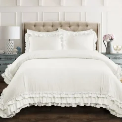 Ella Ruffle Lace 3 Piece Comforter Set