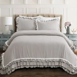 Ella Ruffle Lace 3 Piece Comforter Set