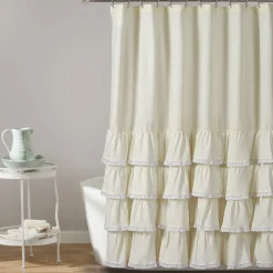 Ella Ruffle Lace Shower Curtain