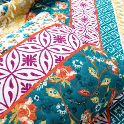 Emily Boho Stripe Reversible 3 Piece Quilt Set