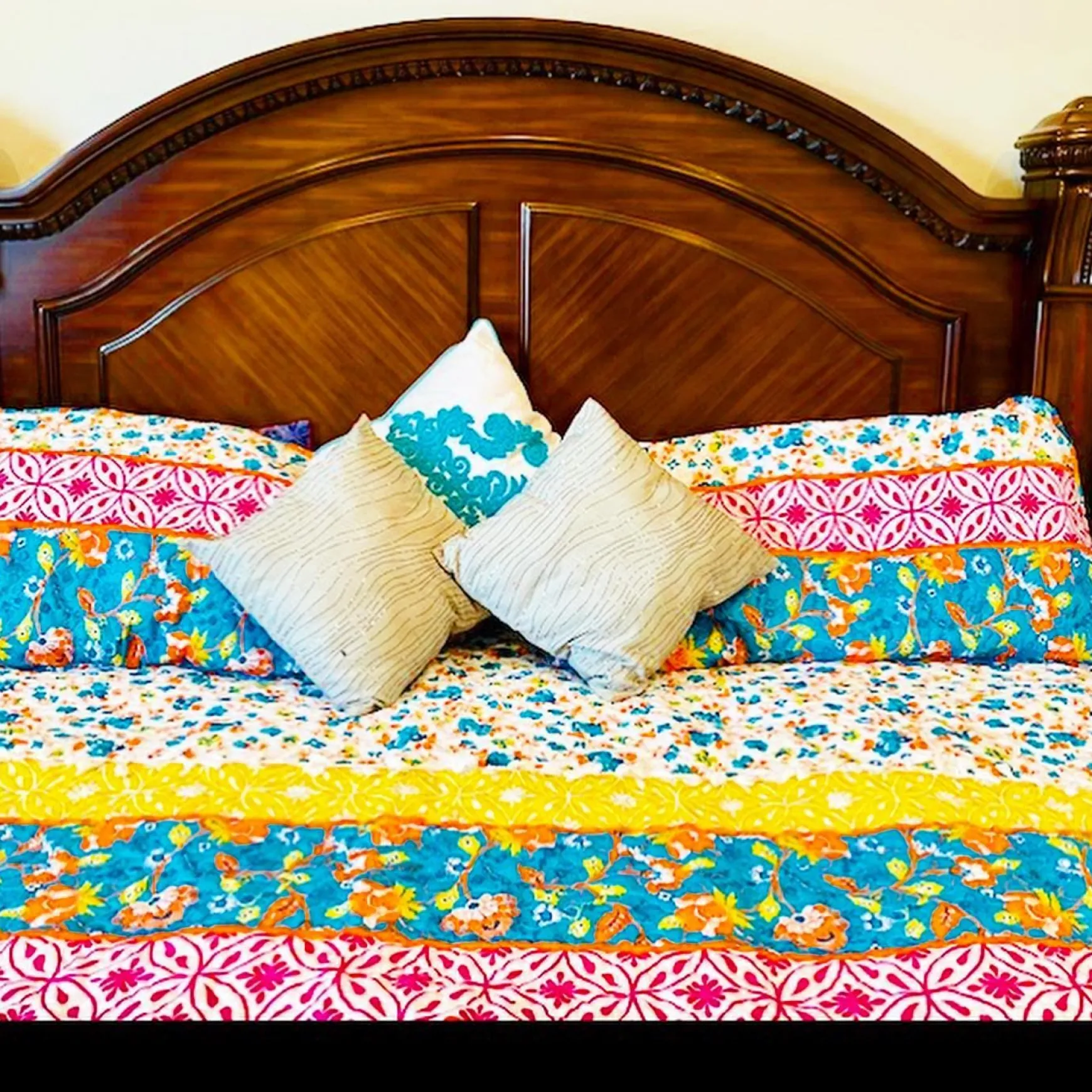 Emily Boho Stripe Reversible 3 Piece Quilt Set