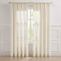 Emily Leaves Embroidered Window Curtain Panels