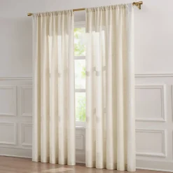 Emily Leaves Embroidered Window Curtain Panels