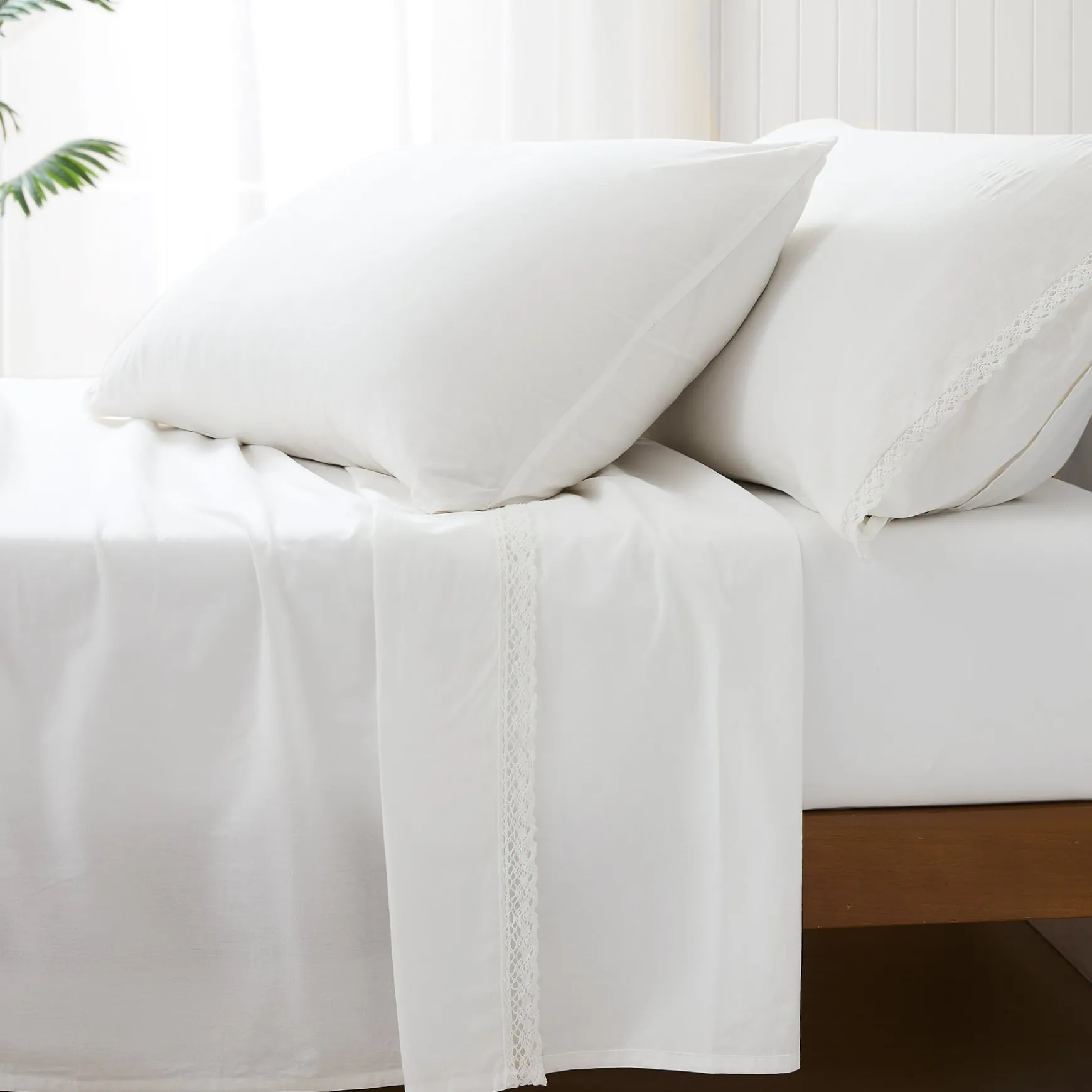 Evelyn Lace Trim Cotton Sheet Set