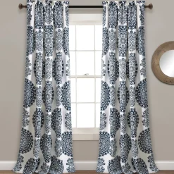 Evelyn Medallion Light Filtering Window Curtain Set