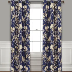 Farmhouse Bird And Flower Insulated Grommet Blackout Window Curtain Panel Set