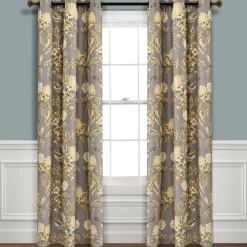 Farmhouse Bird And Flower Insulated Grommet Blackout Window Curtain Panel Set