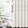 Farmhouse Boho Stripe Woven Tassel Yarn Dyed Recycled Cotton Blend Shower Curtain