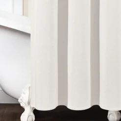 Farmhouse Boho Stripe Woven Tassel Yarn Dyed Recycled Cotton Blend Shower Curtain