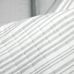 Farmhouse Box Stitch And Stripe Cotton Quilt 3 Piece Set