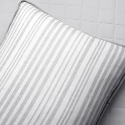 Farmhouse Box Stitch And Stripe Cotton Quilt 3 Piece Set