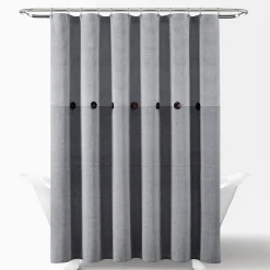 Farmhouse Button Stripe Yarn Dyed Shower Curtain