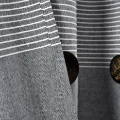 Farmhouse Button Stripe Yarn Dyed Shower Curtain