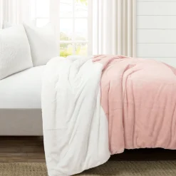Farmhouse Color Block Ultra Soft Faux Fur Comforter Set