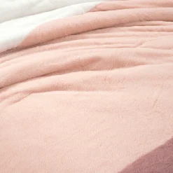 Farmhouse Color Block Ultra Soft Faux Fur Comforter Set