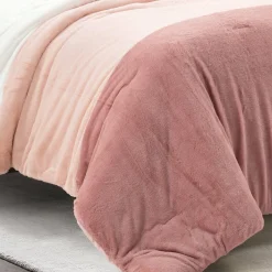 Farmhouse Color Block Ultra Soft Faux Fur Comforter Set
