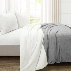 Farmhouse Color Block Ultra Soft Faux Fur Comforter Set