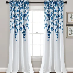 Farmhouse Ginkgo Leaf Light Filtering Window Curtain Panel Set