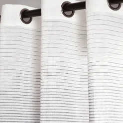 Farmhouse Ombre Stripe Grommet Sheer Window Curtain Panel Set