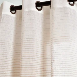 Farmhouse Ombre Stripe Grommet Sheer Window Curtain Panel Set