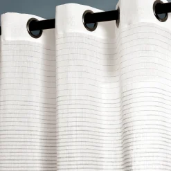 Farmhouse Ombre Stripe Grommet Sheer Window Curtain Panel Set