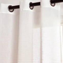 Farmhouse Ombre Stripe Grommet Sheer Window Curtain Panel Set